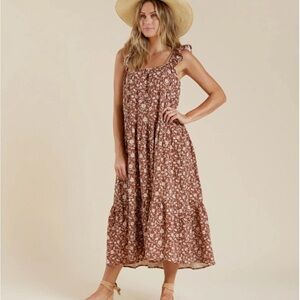 Rylee + Cru Brown Floral Maxi Dress
